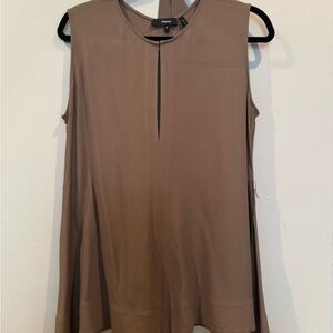 Theory Brown Blouse with Round Neck and Keyhole Detail